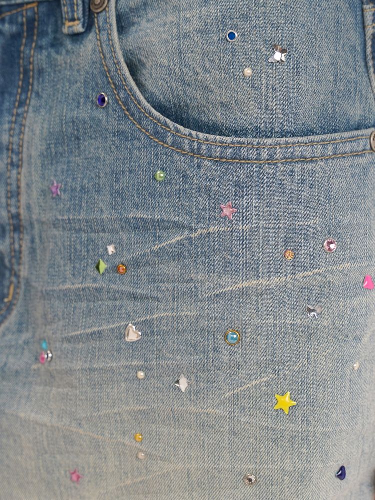 Embroidery Cat Whiskers Vintage Denim Trousers【s0000013445】