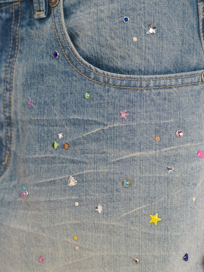 Embroidery Cat Whiskers Vintage Denim Trousers【s0000013445】