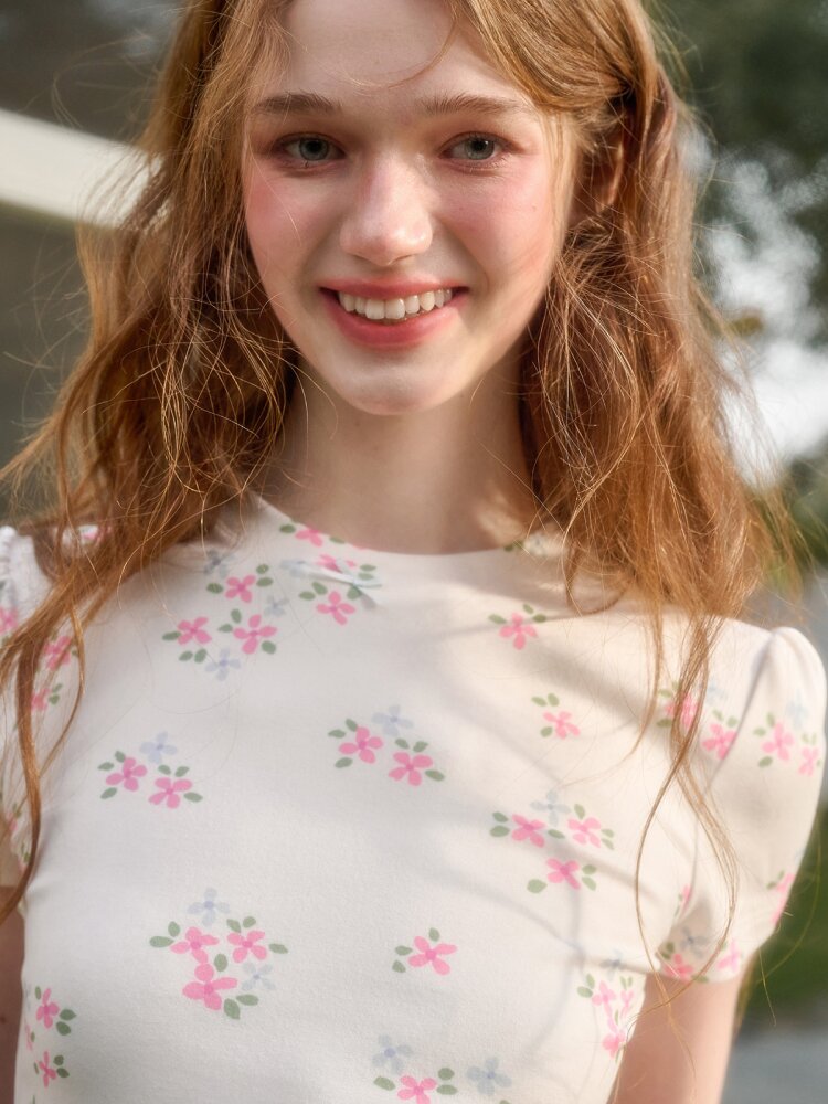 Blue Velvet Cotton Flower Dress【s0000015623】