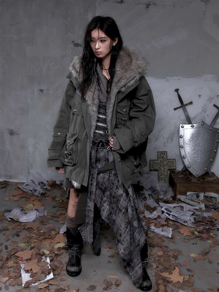 Mid-Length Fleece-Lined Cotton Jacket【s0000014475】