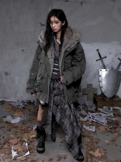 Mid-Length Fleece-Lined Cotton Jacket【s0000014475】