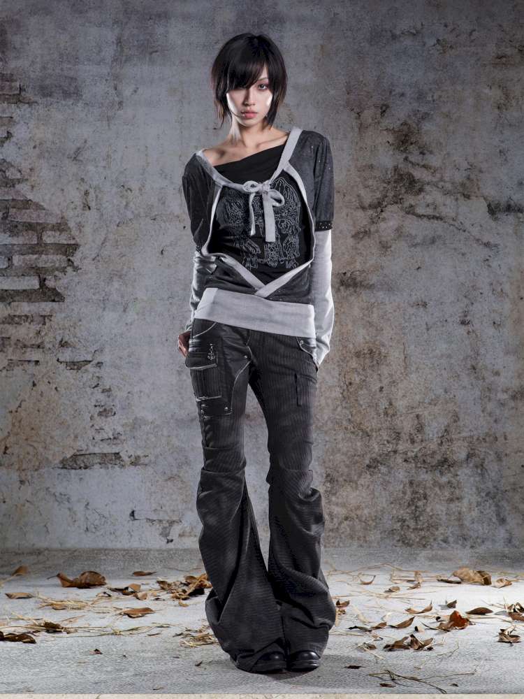 High-Stretch Printed Rhinestone Knit Top【s0000014490】