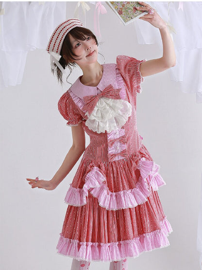 Vintage Red Striped Skirt Dress【s0000016551】