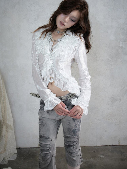 Wood Flange Waist-Cinching Shirt【s0000017986】