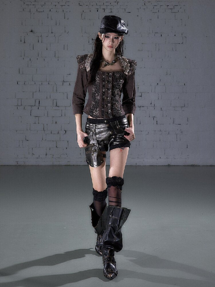 Lace Detachable Leather Shorts【s0000016210】