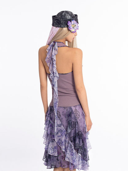 Retro Dream Flower Print Lace Skirt【s0000018061】