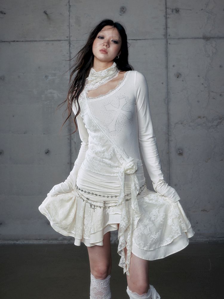 Stacked Neck One-Shoulder Dress【s0000013475】