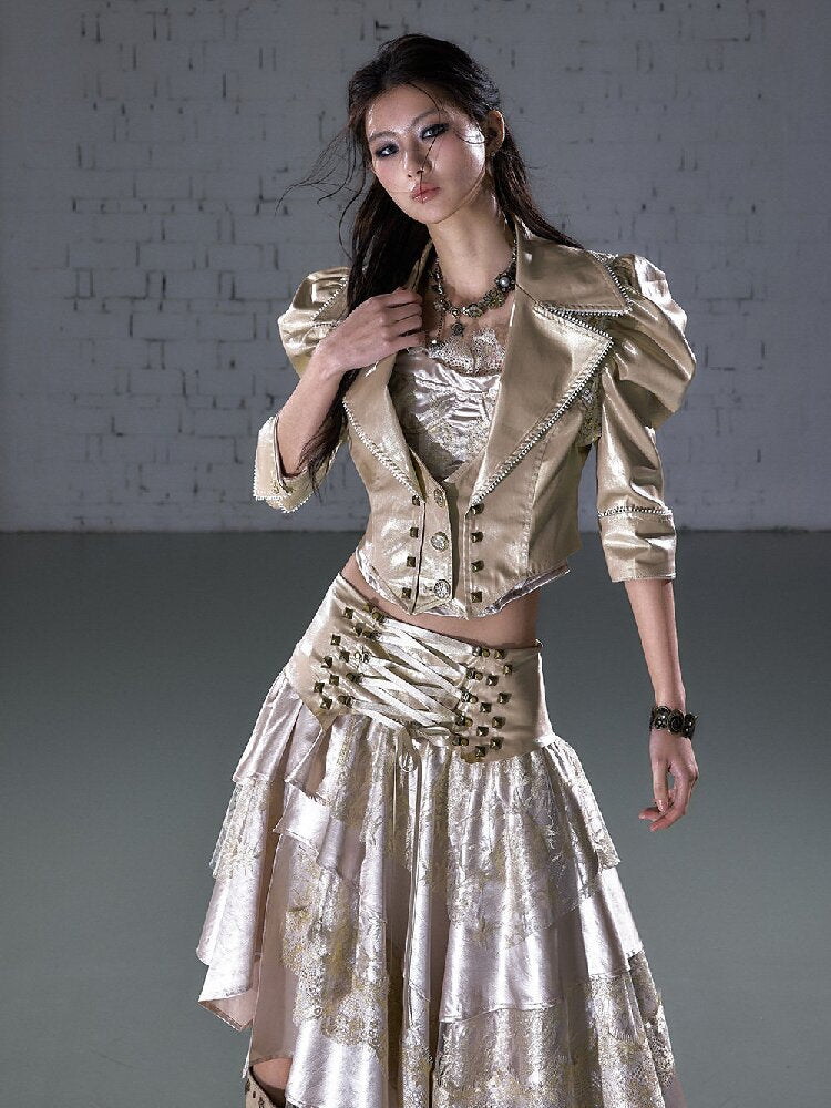Rock Punk Large Lapel Leather Jacket【s0000015937】