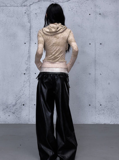 Fake Two Pieces Leather Trousers【s0000015542】