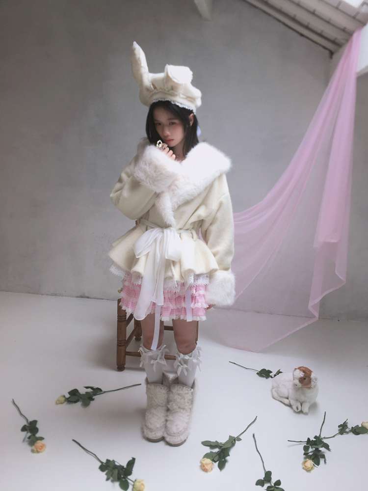 Rabbit-Eared Bendable Lace Beret【s0000014524】