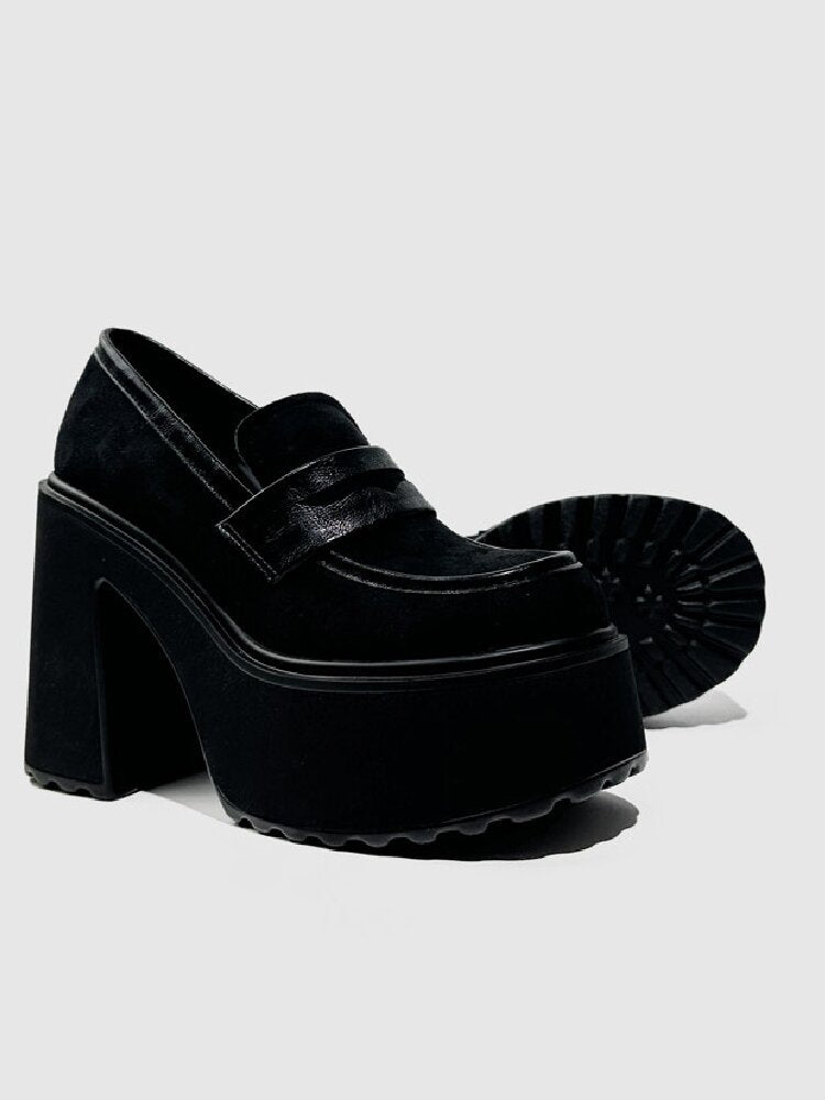 Matte Leather High Heel Loafers【s0000015716】