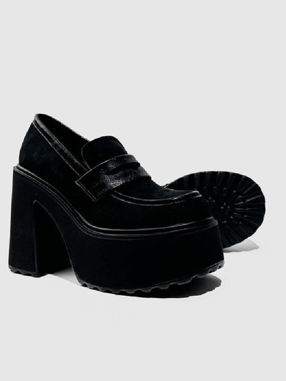 Matte Leather High Heel Loafers【s0000015716】
