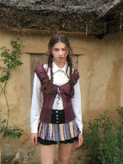 Blue Plaid Polka Dot Long Shirt【s0000014902】