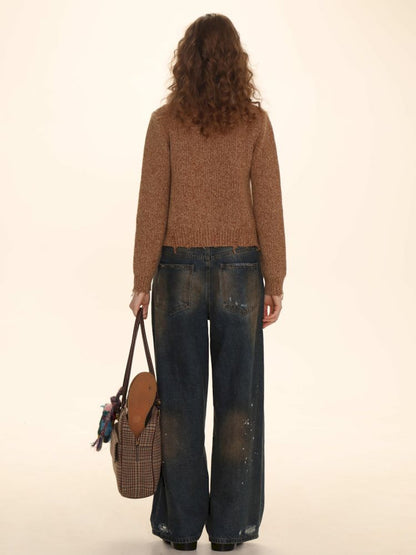 Mixed yarn interweaving stripes sweater【s0000006008】