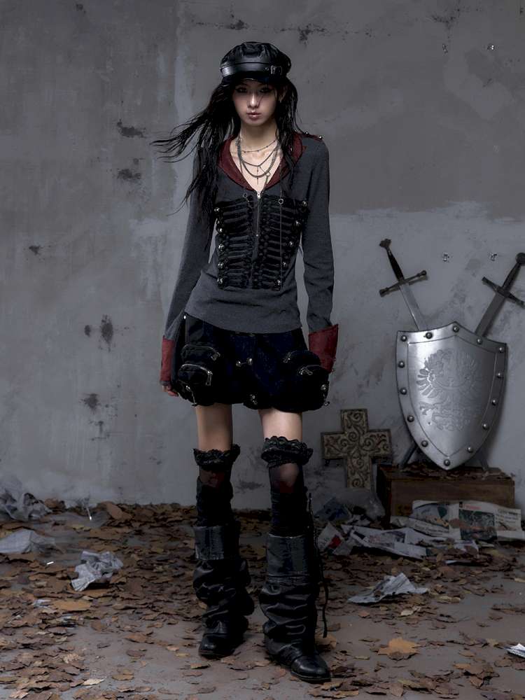 Vintage Punk Knight Slim Fit Shirt【s0000014652】