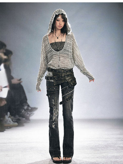 Splicing Hole Grunge Straight Jeans【s0000016284】