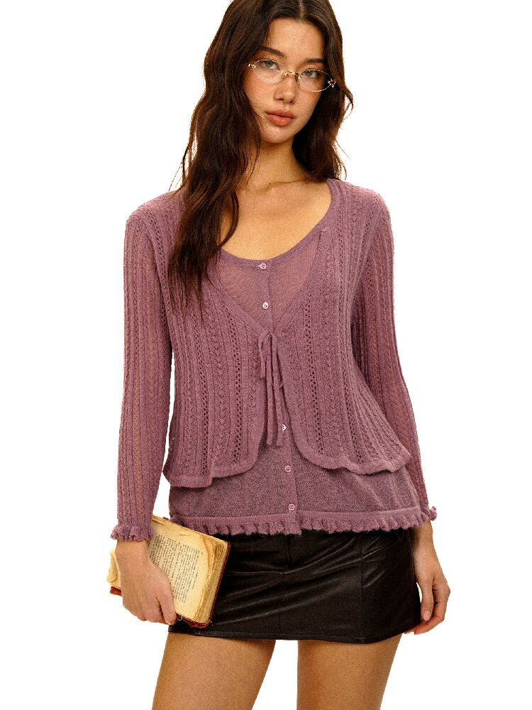 Hollow Twisted Knit Cardigan【s0000017932】