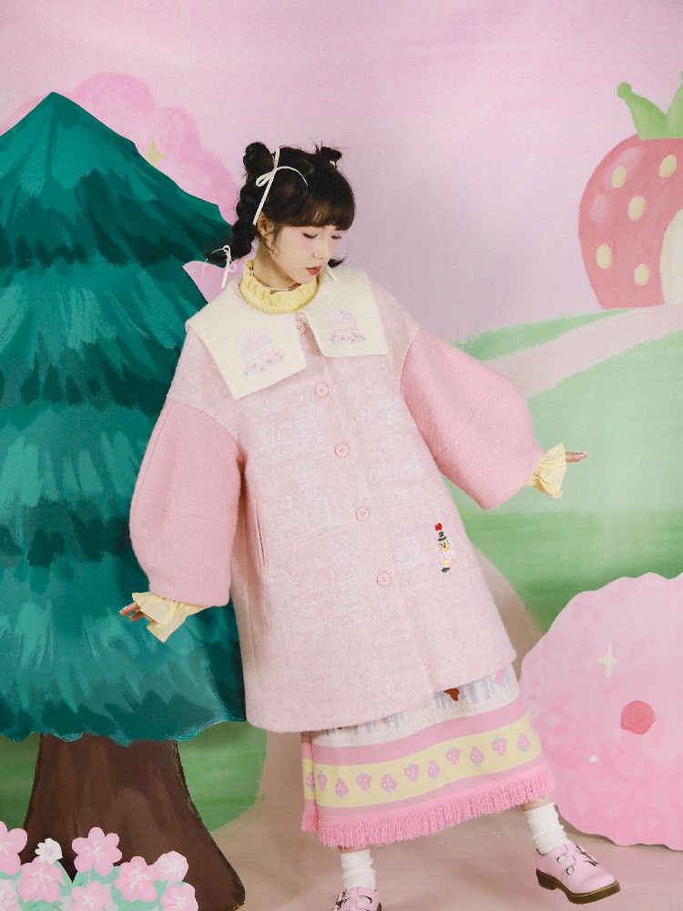 Dollhouse Embroidered Colorblocked Tweed Coat【s0000005691】
