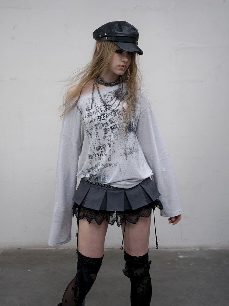 One-shoulder long-sleeved T-shirt【s0000012613】