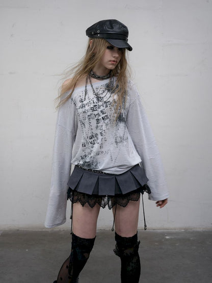 One-shoulder long-sleeved T-shirt【s0000012613】