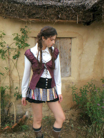 Blue Plaid Polka Dot Long Shirt【s0000014902】