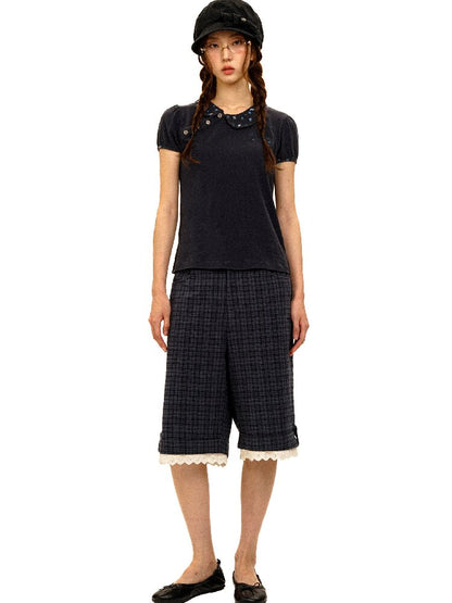 Lace Patchwork Vintage Plaid Pants【s0000017934】