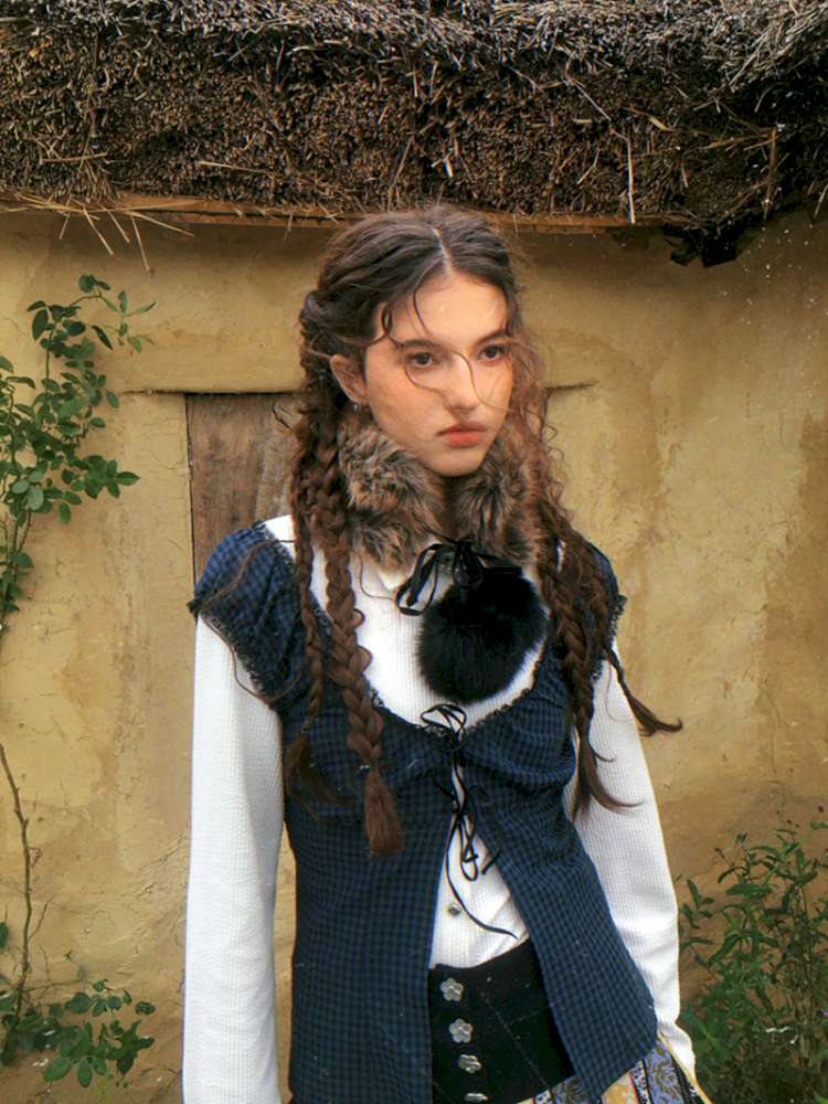 Blue Plaid Polka Dot Long Shirt【s0000014902】