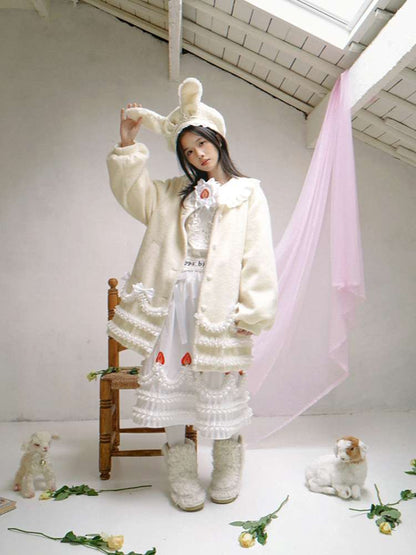 Lace Wool Bubble Sleeve Coat【s0000014532】