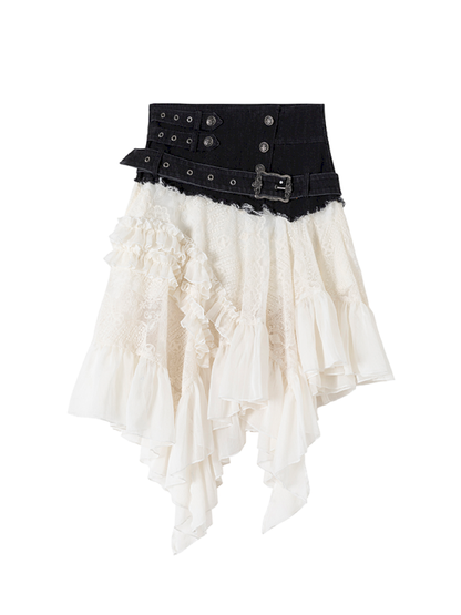 Lace Patchwork Irregular Mesh Skirt【s0000015449】