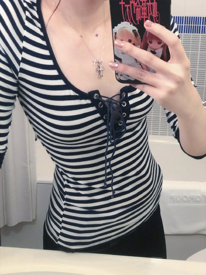 Striped Drawstring Base Layer Set【s0000019259】