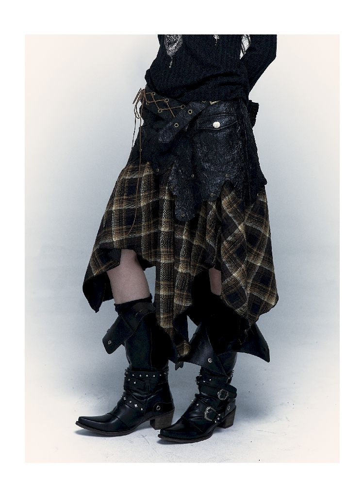 Dark Punk Patchwork Wipe Dress【s0000004681】