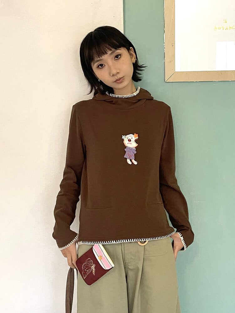 Printed Hood Girl Long Sleeve T【s0000015848】