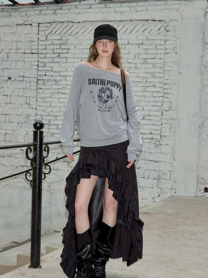 Irregular ruffled half-body skirt【s0000013746】