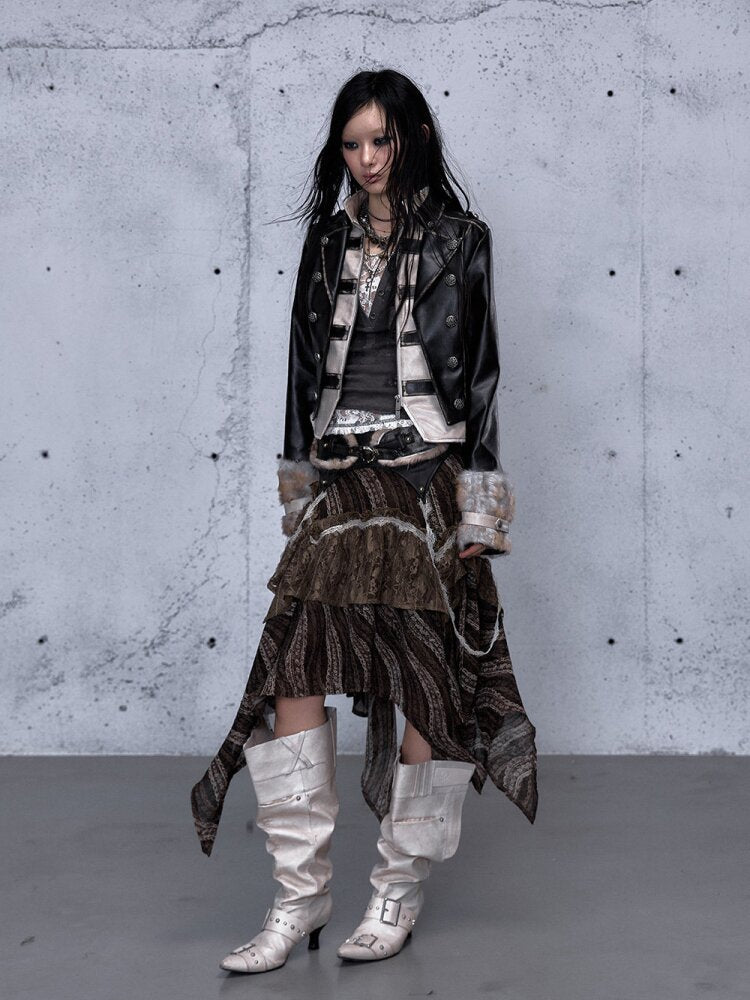 Fake Two Knight Leather Jacket【s0000015543】