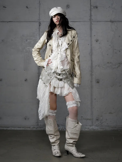 Slim-Fit Short Leather Jacket【s0000013945】
