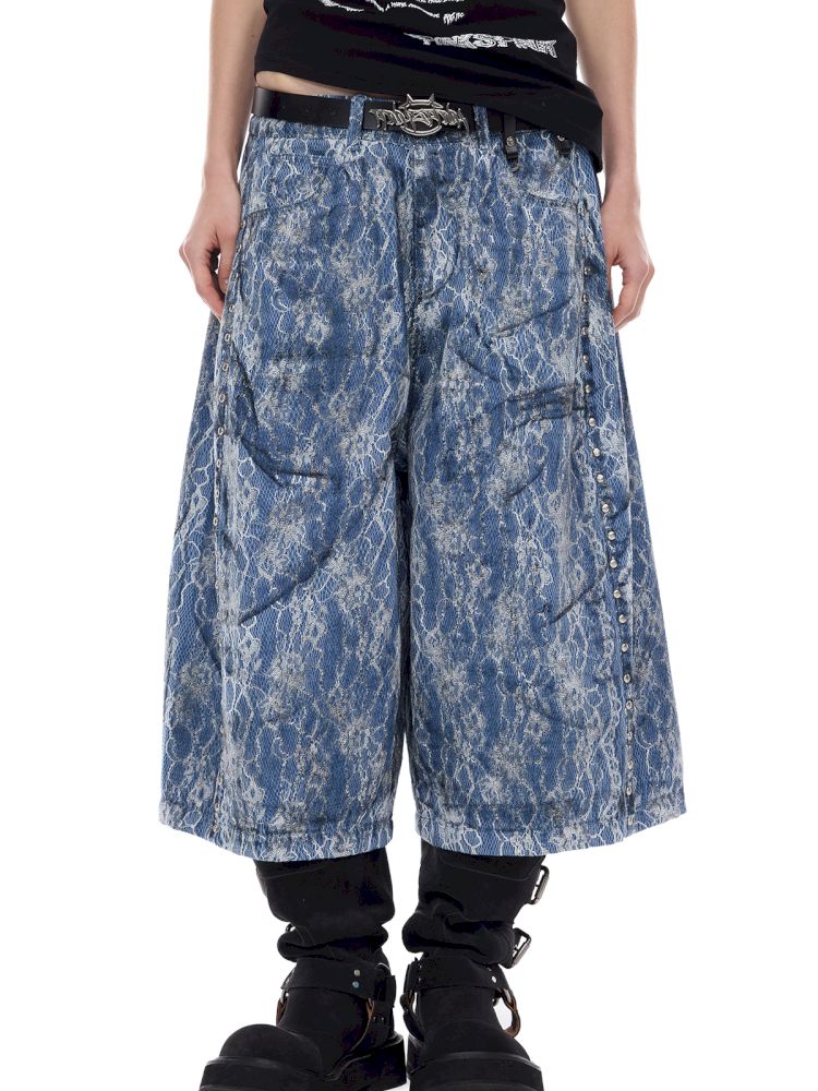 Genderless denim 8-inch shorts【s0000012982】