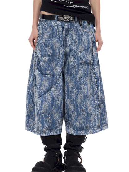 Genderless denim 8-inch shorts【s0000012982】