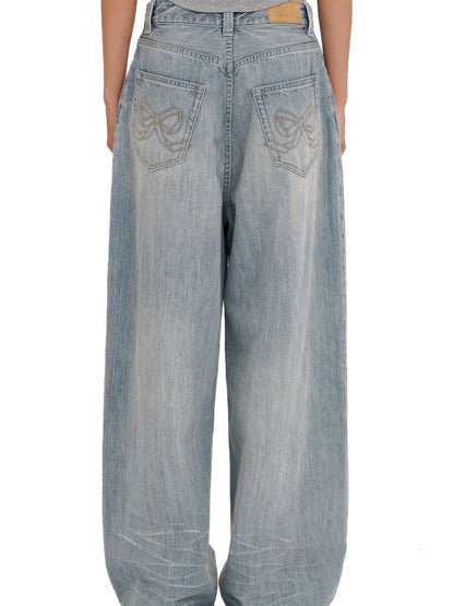 Embroidery Cat Whiskers Vintage Denim Trousers【s0000013445】