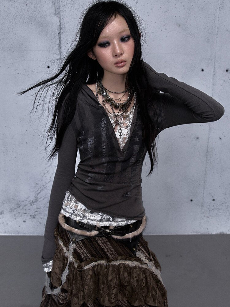 Lace Patchwork Hooded T-shirt【s0000015544】