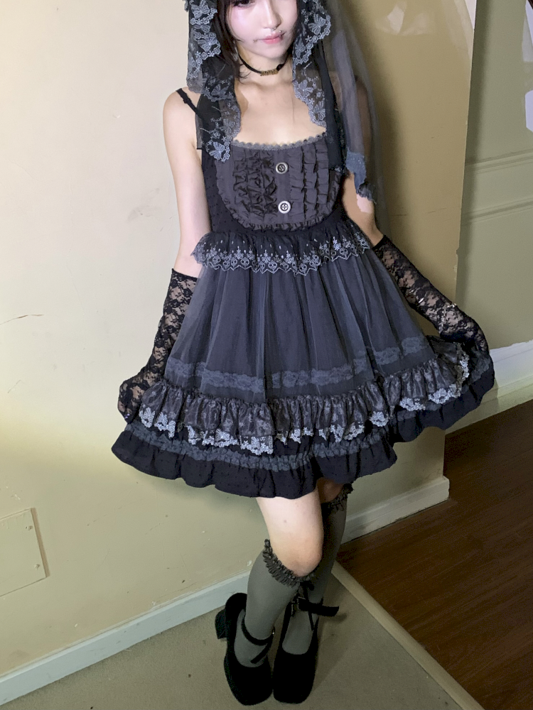 Dark Lolita Lace Mesh Sundress Dress【s0000014684】