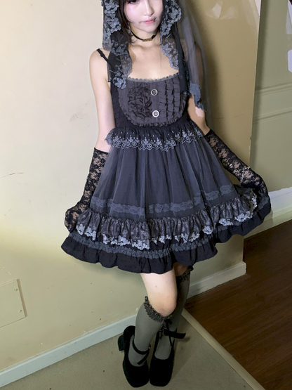 Dark Lolita Lace Mesh Sundress Dress【s0000014684】