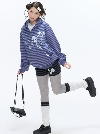Vintage Striped Hooded Sweatshirt【s0000016380】