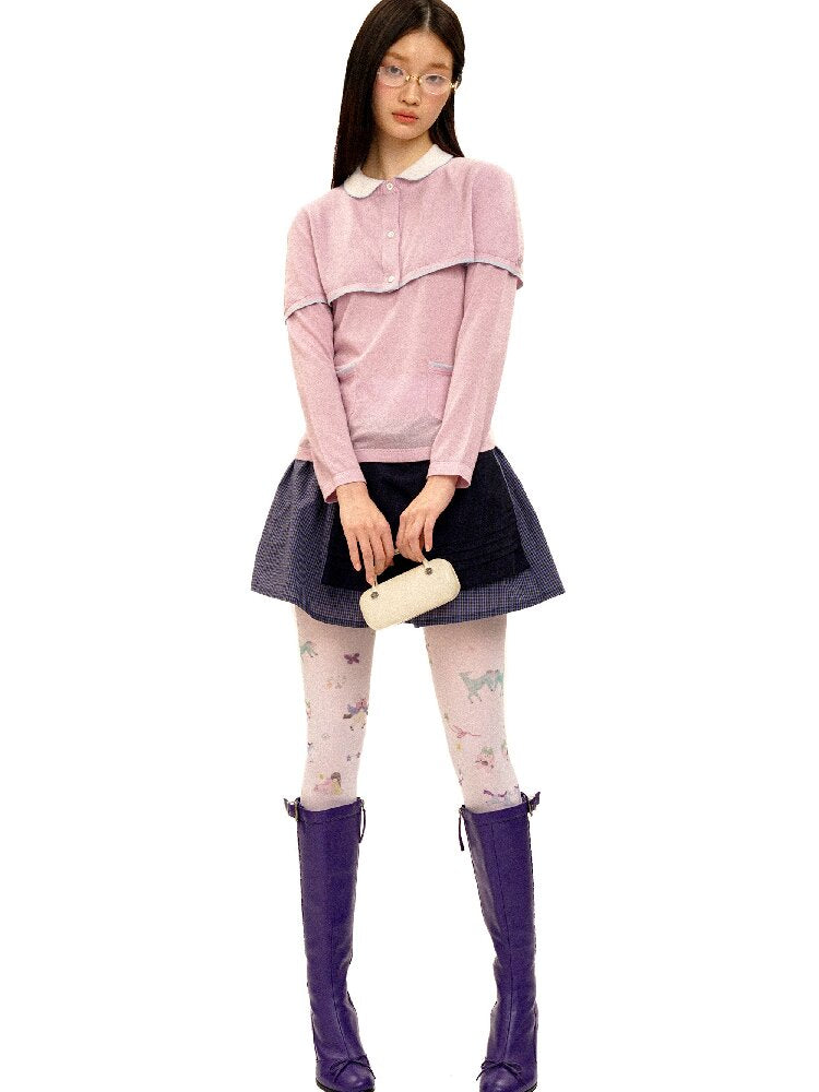 Tuck Pleated Faux Two-Piece Skirt【s0000017420】