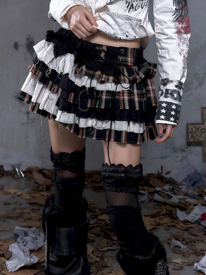 Heavy-Duty Plaid Tiered Skirt【s0000014477】