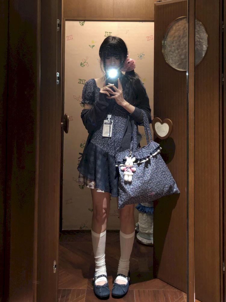 Plaid bubble sleeve top/dress【s0000013456】