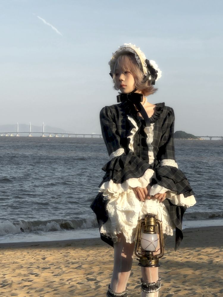 레이스 ji 슬리브 도베 테일 불규칙한 셔츠 [S0000011340]