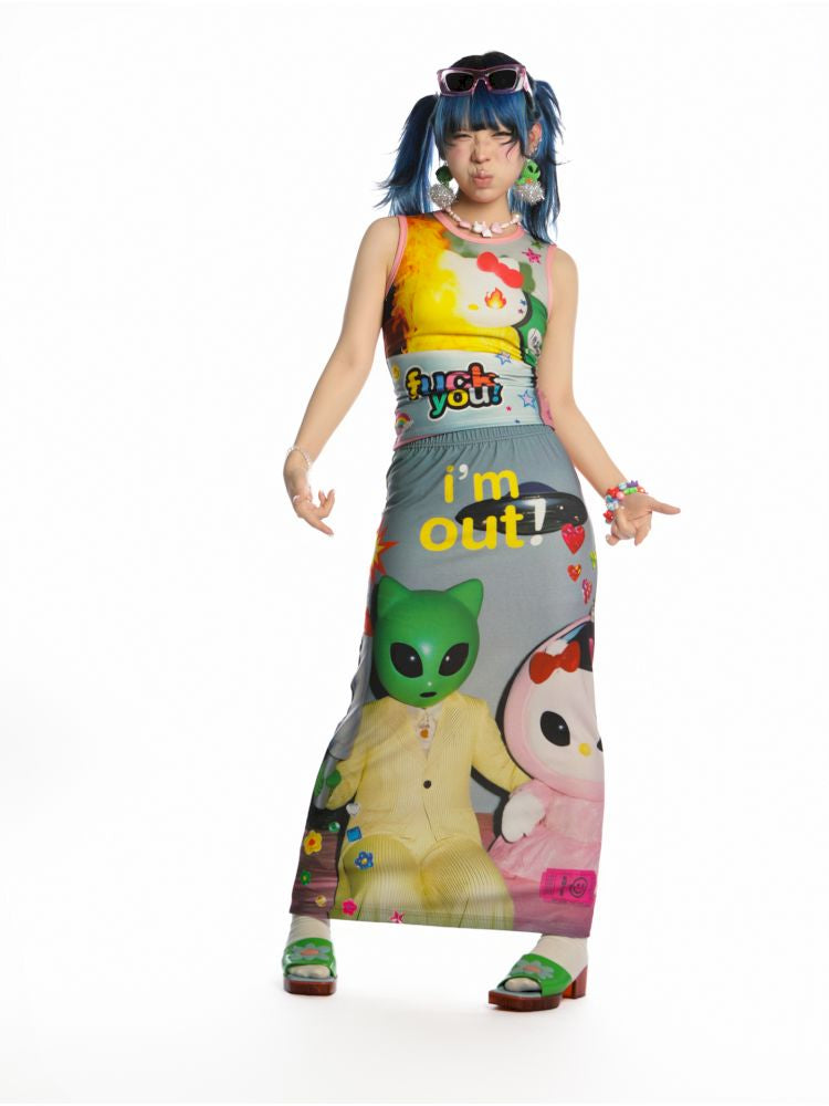 Y2K Stretch Casual Halter Long Skirt【s0000013521】