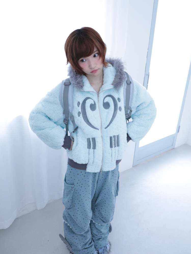 Mint Green Cotton Star Plush Hooded Jacket【s0000014693】