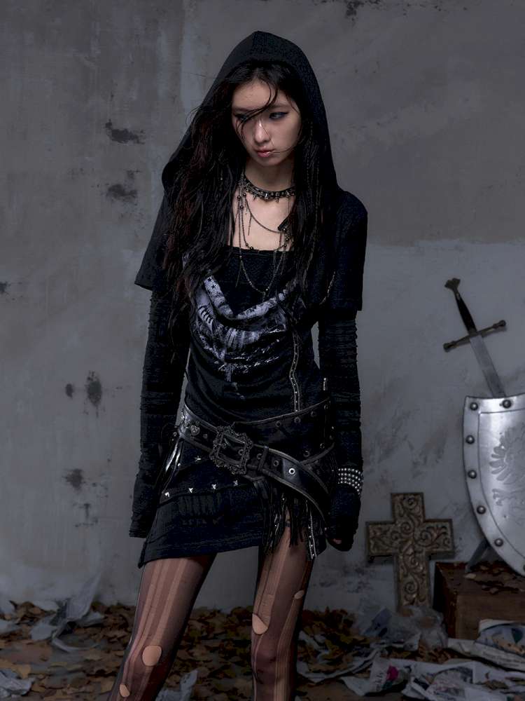 Patchwork long-sleeve layered dress【s0000014465】