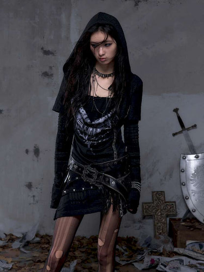 Patchwork long-sleeve layered dress【s0000014465】